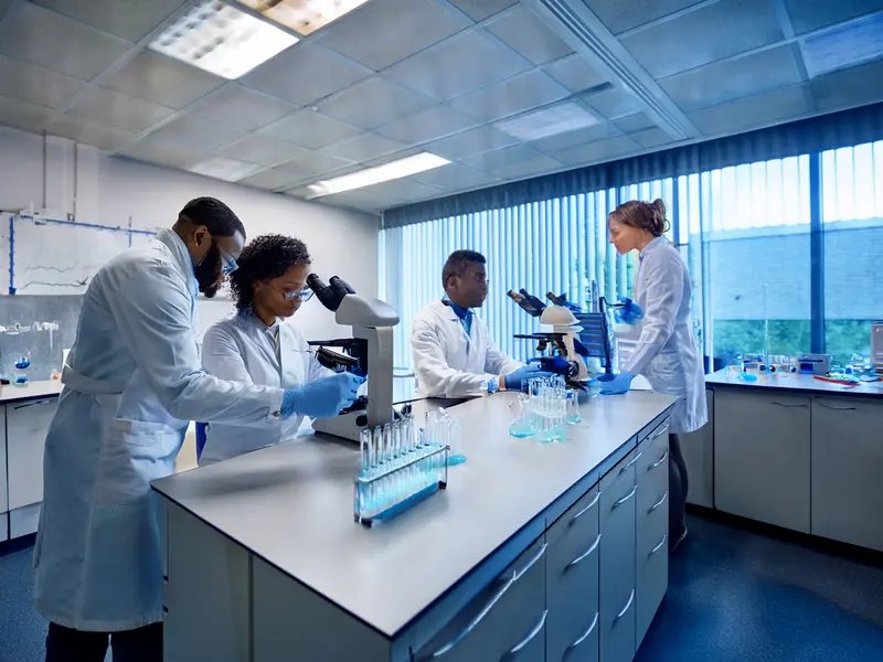 Illustration of medical researchers in a laboratory