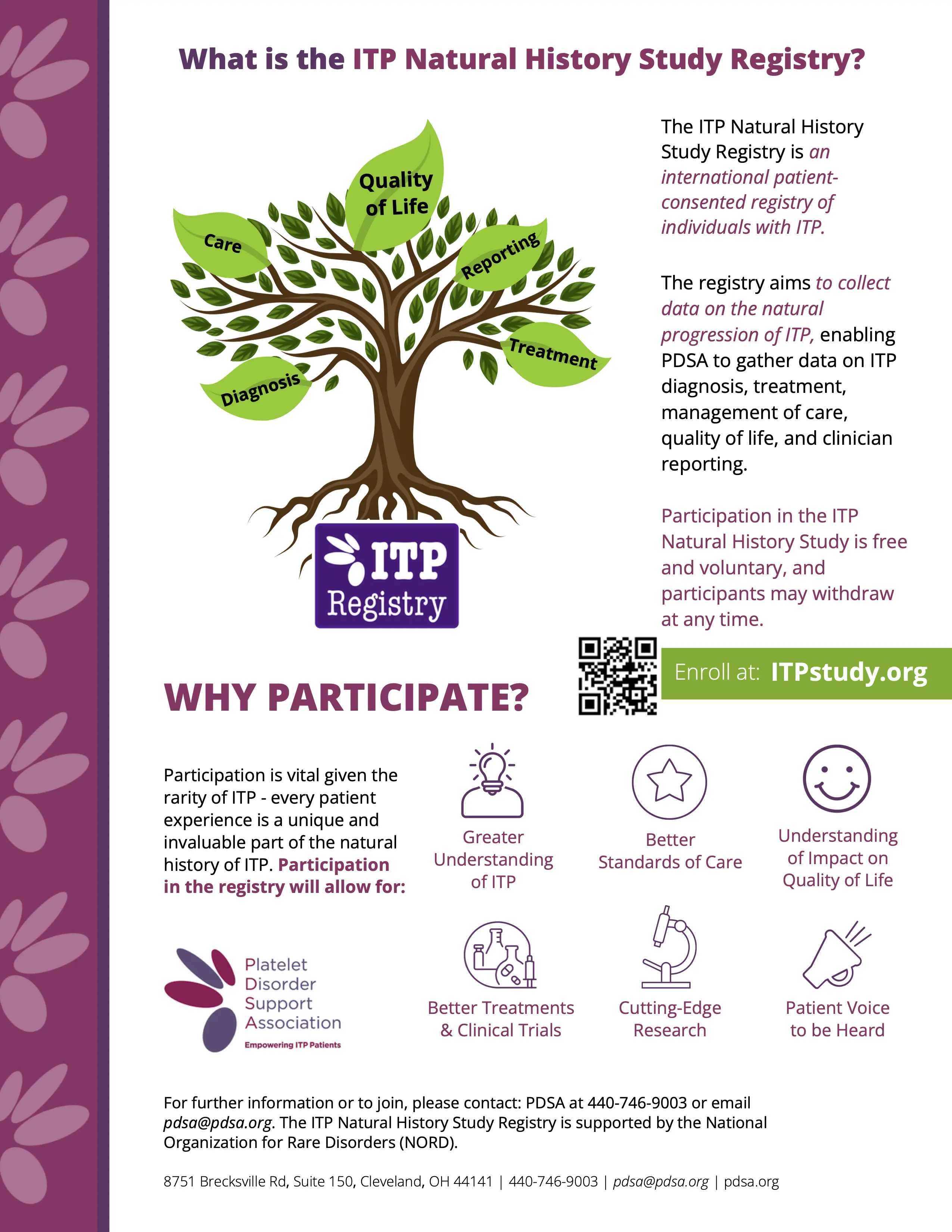 Flyer for ITP Natural History Study Registry