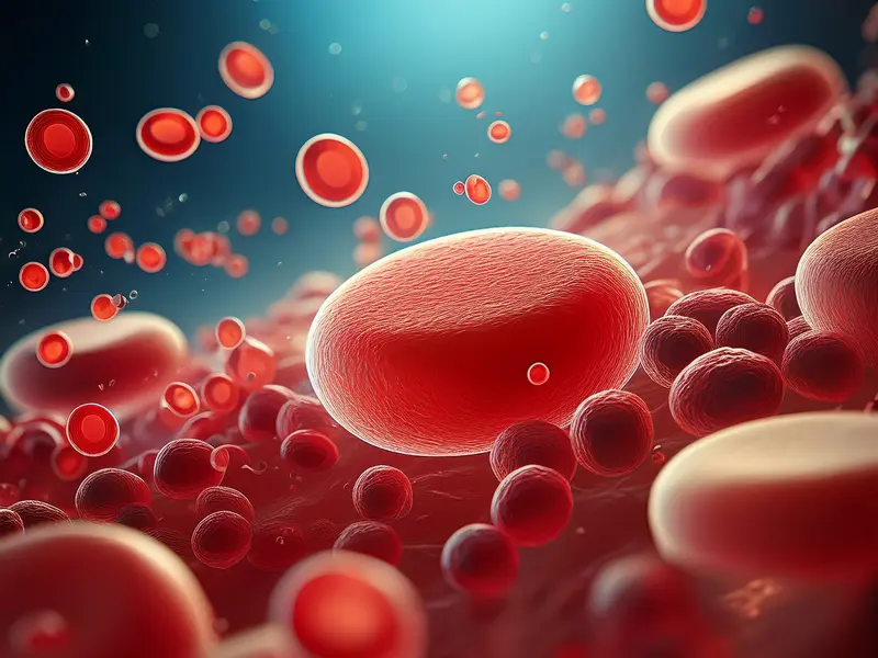 Illustration of platelets in the blood stream