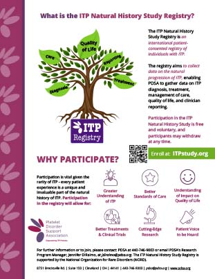 Flyer for ITP Natural History Study Registry