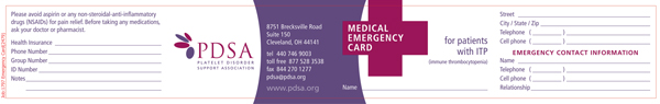 Medical Emergency Card for Patients with ITP