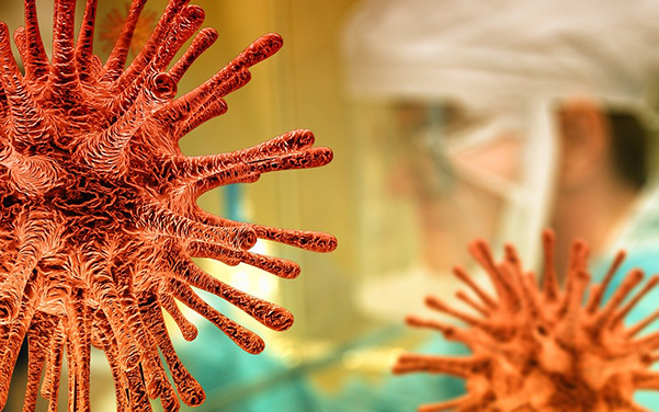 Virus illustration and doctor
